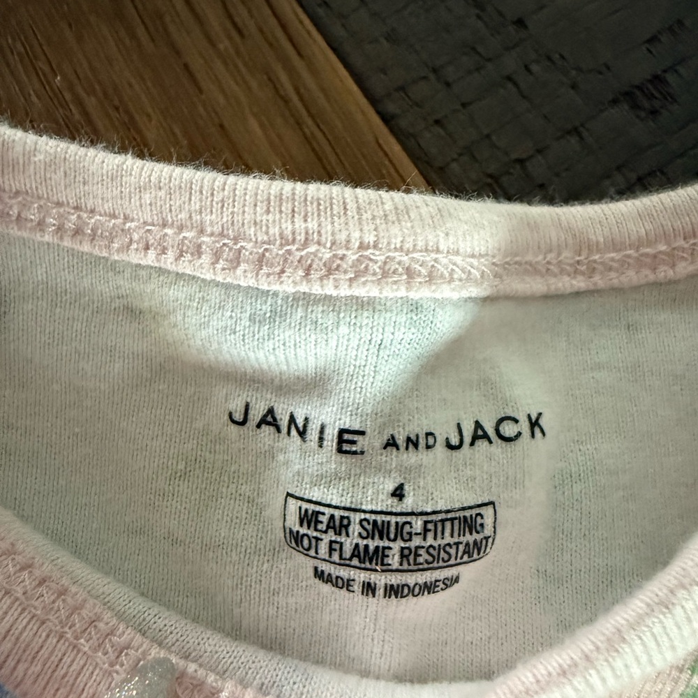 Janie and Jack Pink Pajama Set with Beach Print - Picture 2 of 5